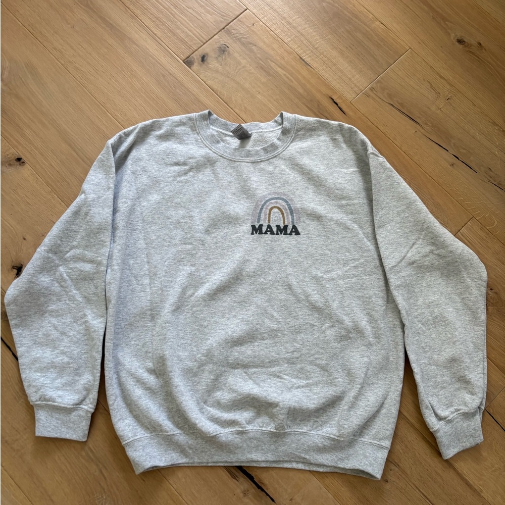 Gray 'Mama' Rainbow Sweatshirt